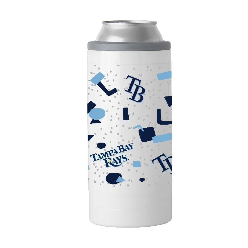 Personalized Team Mug For Commemorative Events-Tampa Bay Rays 12oz Flashback Slim Can Coolie