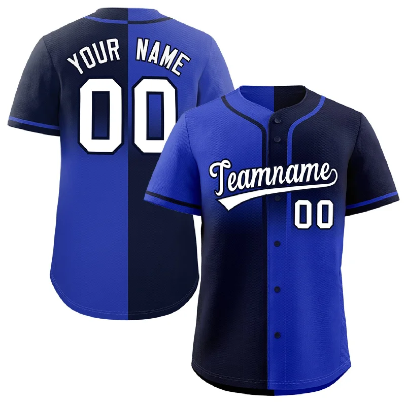 Custom Baseball Jersey For Player Sponsorship-Custom Navy Royal Personalized Symmetrical Gradient Design Authentic Baseball Jersey