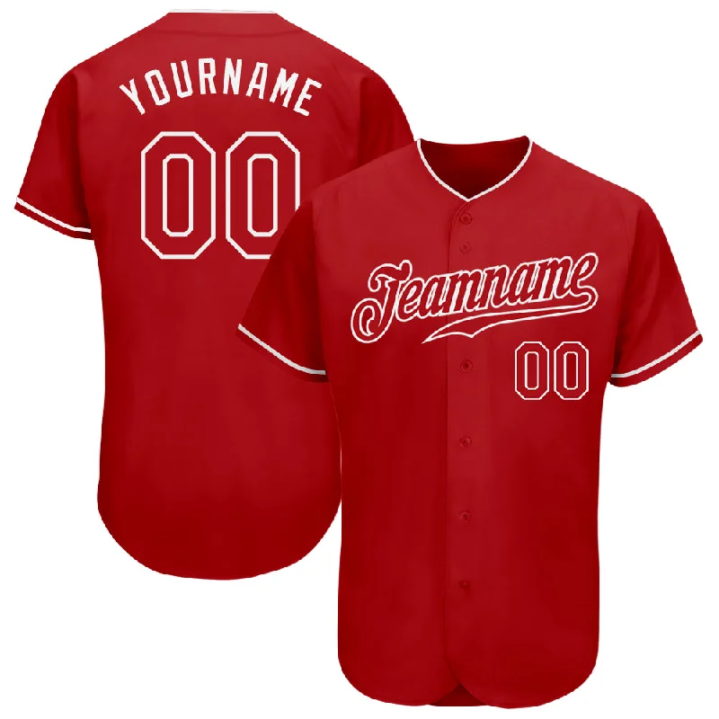 Custom Baseball Jersey For Sports Fans-Custom Red Red-White Authentic Baseball Jersey