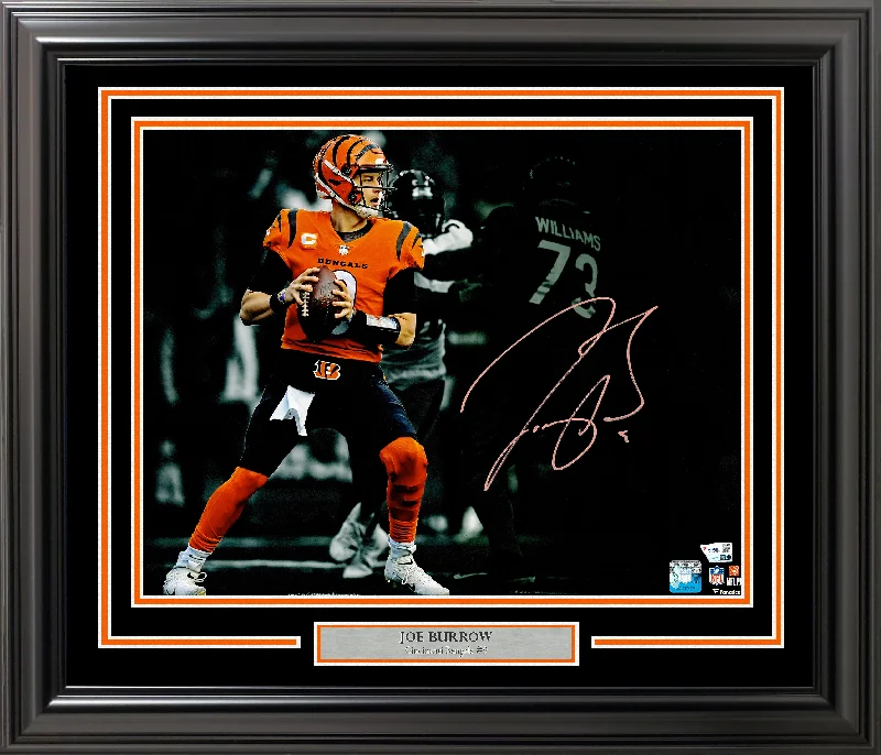 Personalized Rugby Helmet For School Competitions-Joe Burrow Autographed Framed 16x20 Photo Cincinnati Bengals Fanatics Holo