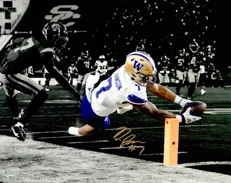 Custom Rugby Helmet For Competitive Players-Dillon Johnson Autographed 16x20 Photo Washington Huskies vs. USC Spotlight MCS Holo