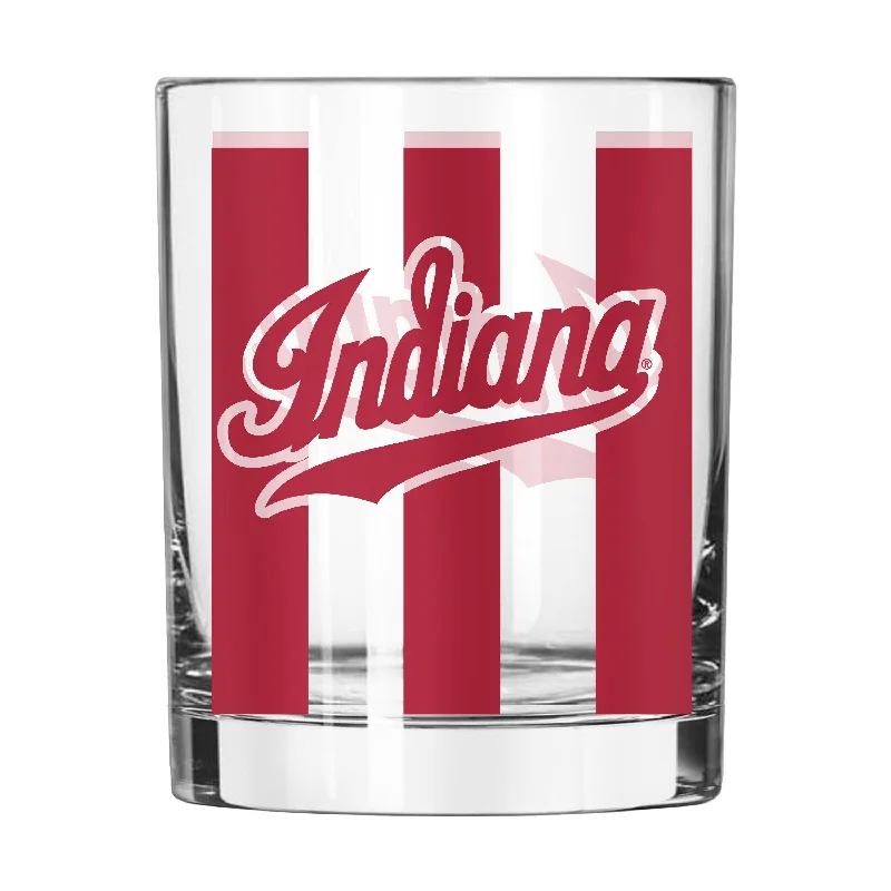 Personalized Team Mug For Fan Gifts-Indiana Candy Stripe 14oz Rocks Glass