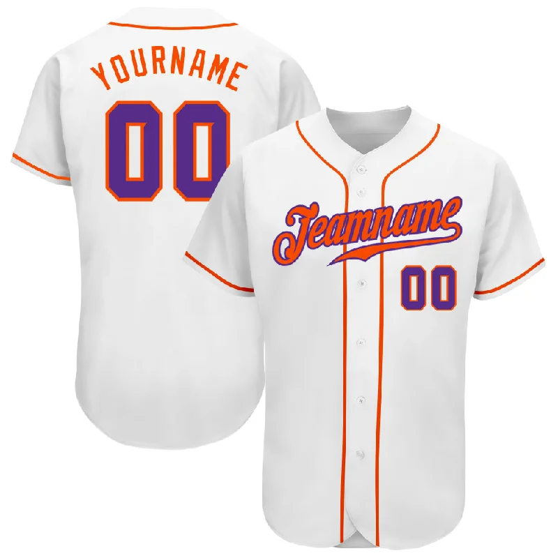 Custom Baseball Jersey For Player Performance-Custom White Purple-Orange Authentic Baseball Jersey