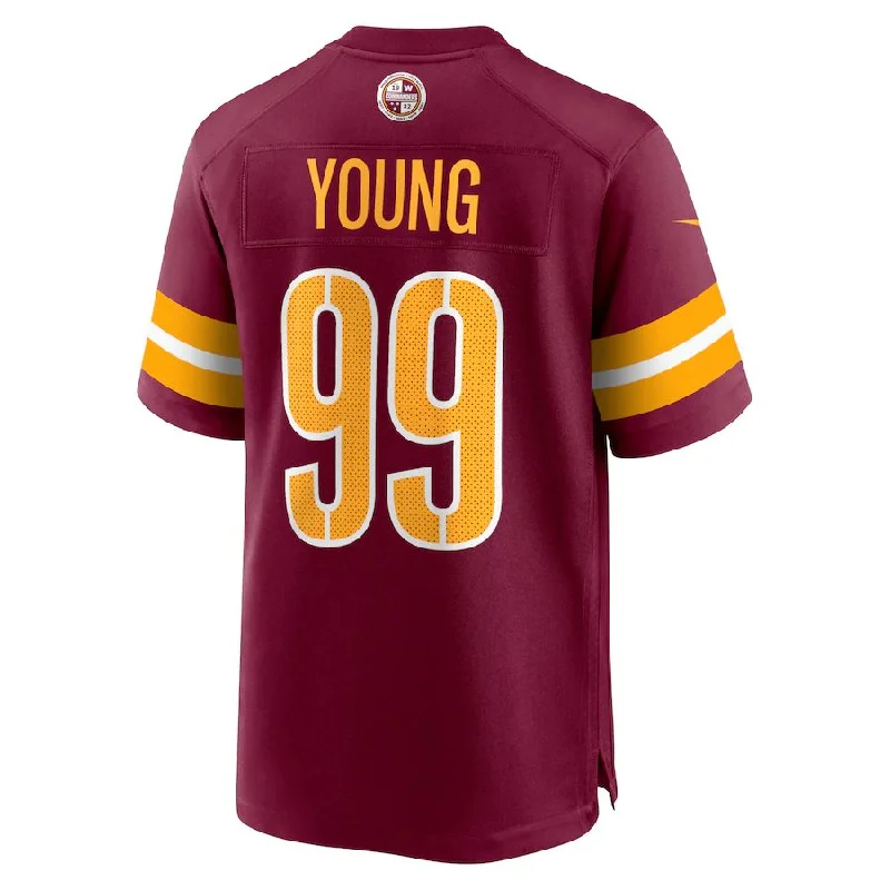 Rugby Jersey With Player Names & Numbers-W.Commanders #99 Chase Young Burgundy Game Jersey Stitched American Football Jerseys