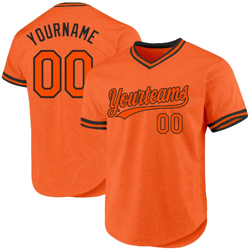 Custom Baseball Jersey For Fanatic Supporters-Custom Orange Black Authentic Throwback Baseball Jersey