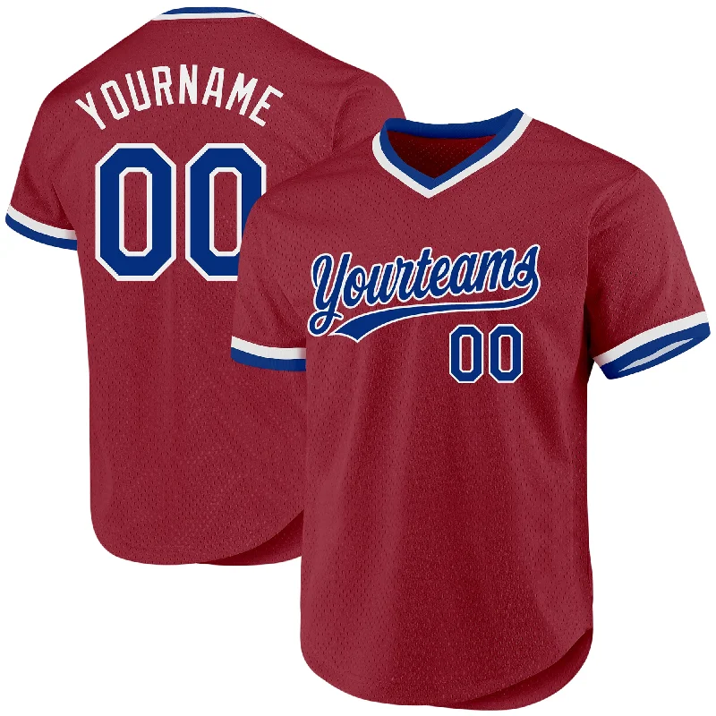 Personalized Baseball Jersey For Team Memorable Moments-Custom Maroon Royal-White Authentic Throwback Baseball Jersey