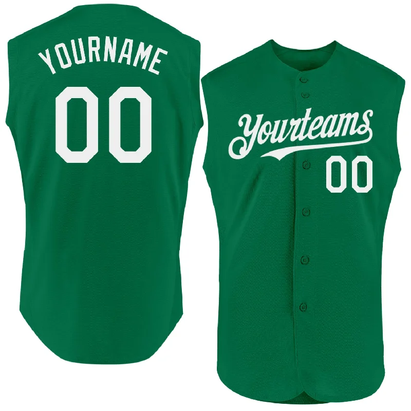 Personalized Baseball Jersey For Gift-Custom Kelly Green White Authentic Sleeveless Baseball Jersey