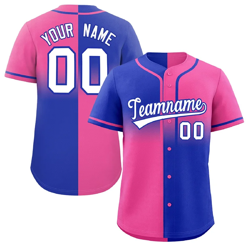 Custom Baseball Jersey For Youth Competition Teams-Custom Pink Royal Personalized Symmetrical Gradient Design Authentic Baseball Jersey