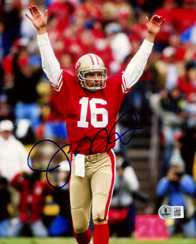 Rugby Helmet With Custom Colors-Joe Montana Autographed 8x10 Photo San Francisco 49ers Beckett BAS QR