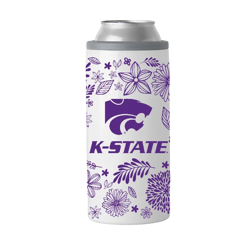 Custom Team Mug For Fan Clubs-Kansas State 12oz Botanical Slim Can Coolie