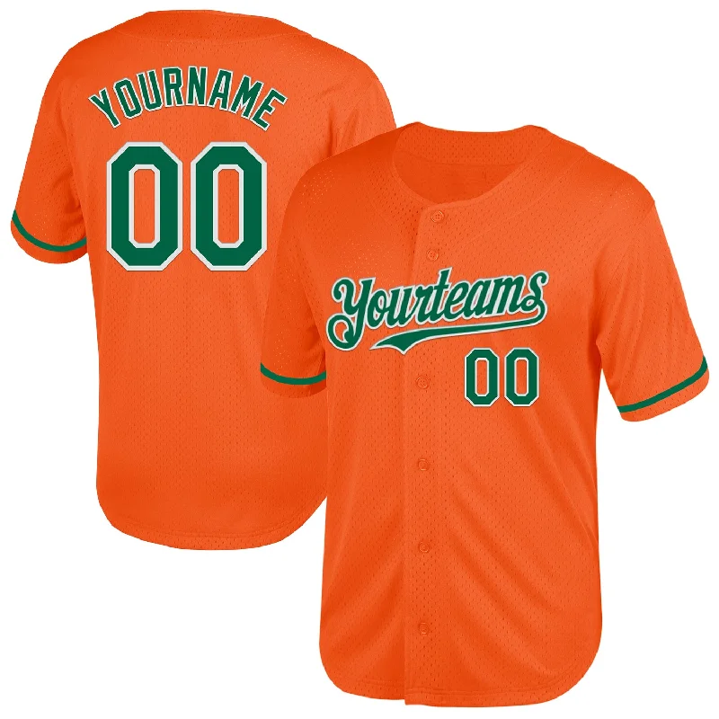 Baseball Jersey With Custom Sizing Options-Custom Orange Kelly Green-White Mesh Authentic Throwback Baseball Jersey