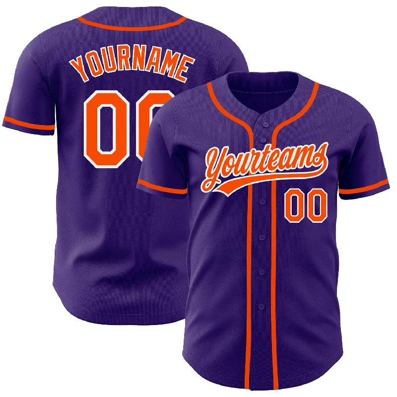 Personalized Baseball Jersey For Prize Distribution-Custom Purple Orange-White Authentic Baseball Jersey