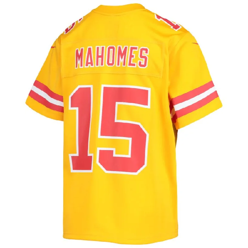 Personalized Rugby Jersey For Charity-KC.Chiefs #15 Patrick Mahomes Gold Inverted Team Game Jersey Stitched American Football Jerseys