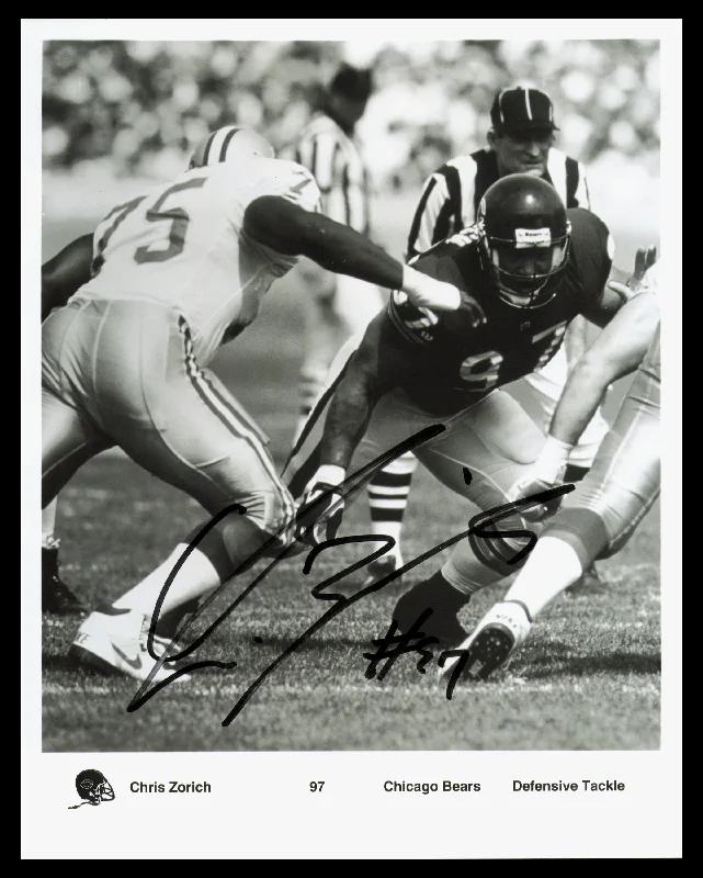 Custom Rugby Helmet For Rugby Practice & Games-Chris Zorich Autographed 8x10 Photo Chicago Bears