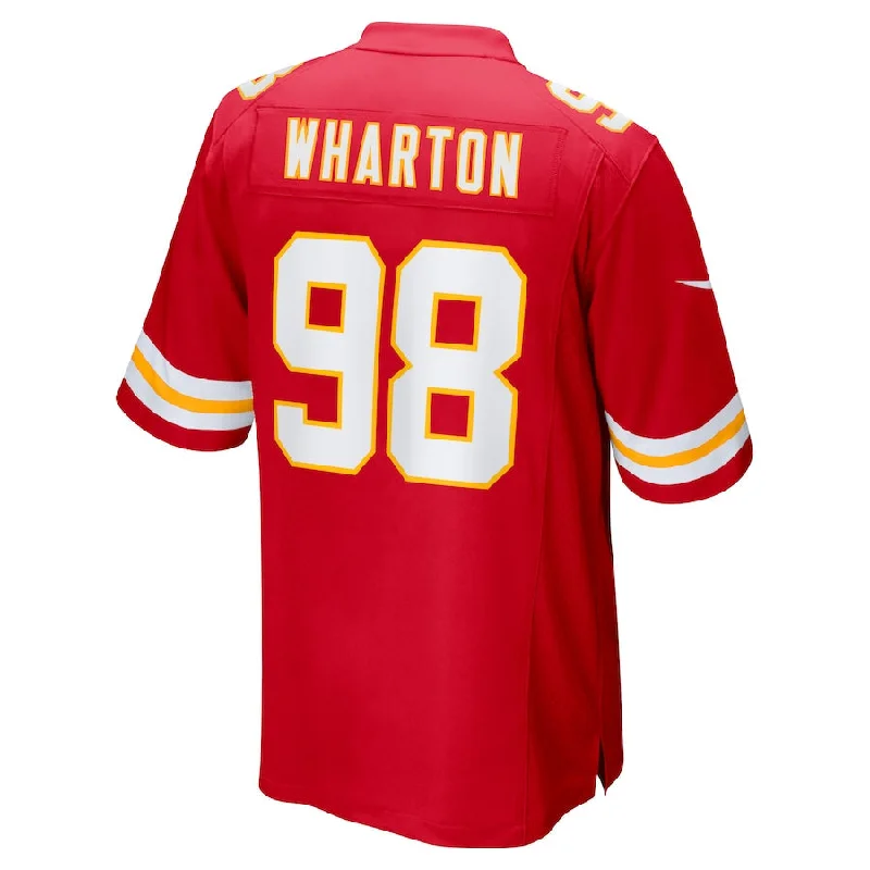 Custom Rugby Jersey For Major Events-KC.Chiefs #98 Tershawn Wharton Red Game Jersey Stitched American Football Jerseys