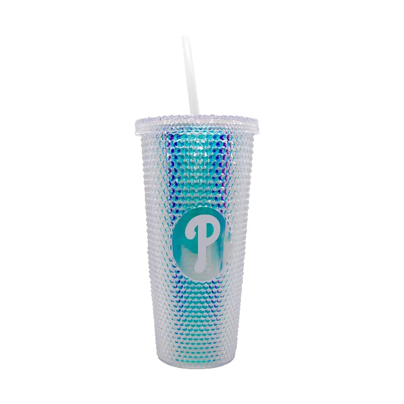 Personalized Team Mug For Fan Clubs-Philadelphia Phillies 24oz Iridescent Studded Tumbler