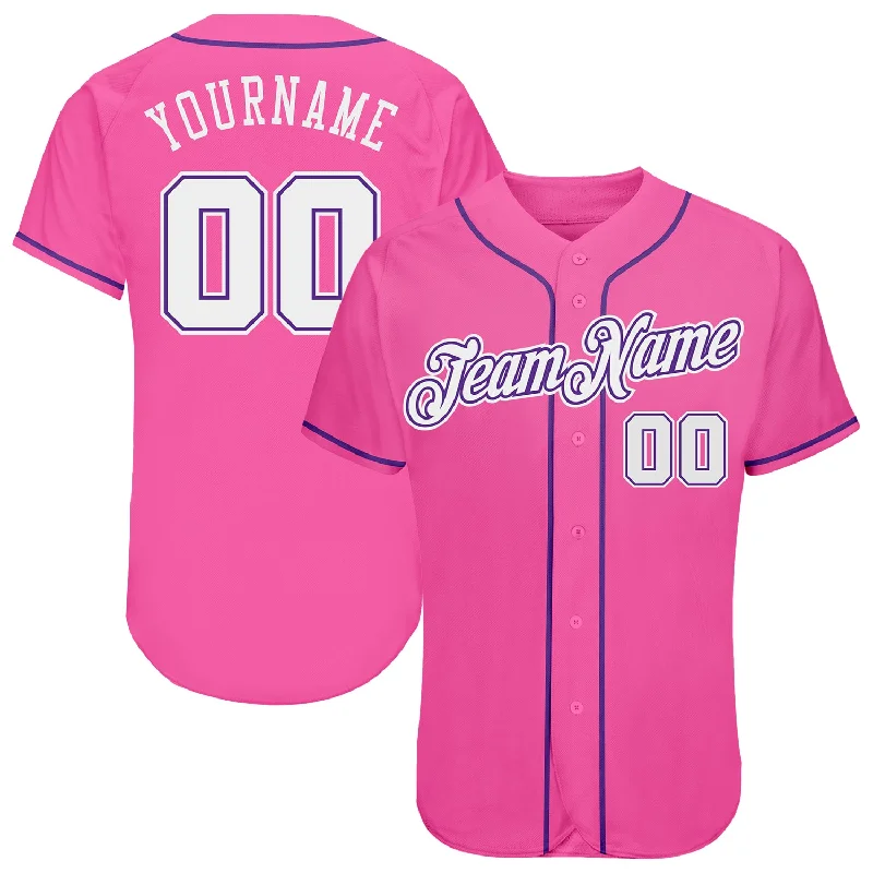 Personalized Baseball Jersey For School Competitions-Custom Pink White-Purple Authentic Baseball Jersey