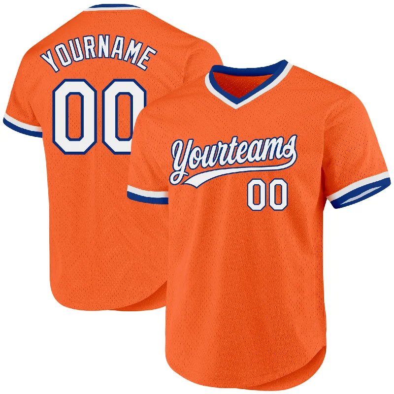 Baseball Jersey With Your Own Design-Custom Orange White-Royal Authentic Throwback Baseball Jersey