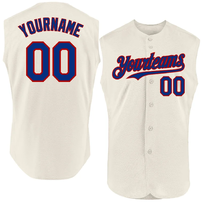 Custom Baseball Jersey For Player Events-Custom Cream Royal-Red Authentic Sleeveless Baseball Jersey