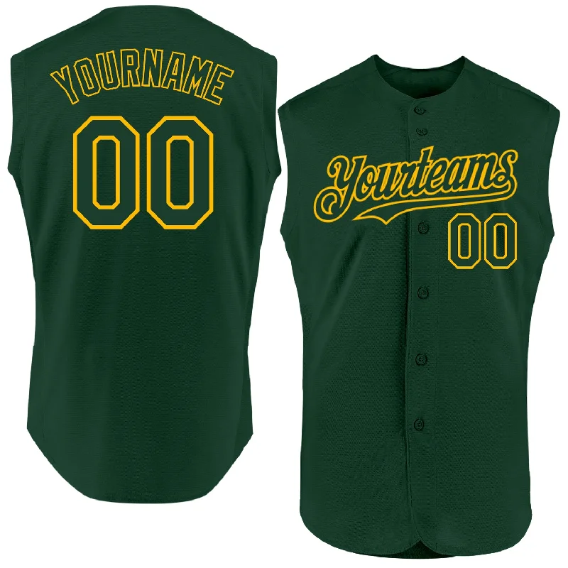 Custom Baseball Jersey For Professional Teams-Custom Green Gold Authentic Sleeveless Baseball Jersey