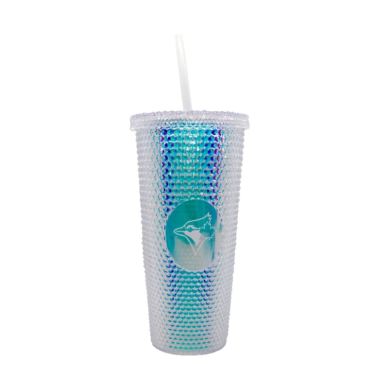 Team Mug For Sports Enthusiasts & Fans-Toronto Blue Jays 24oz Iridescent Studded Tumbler