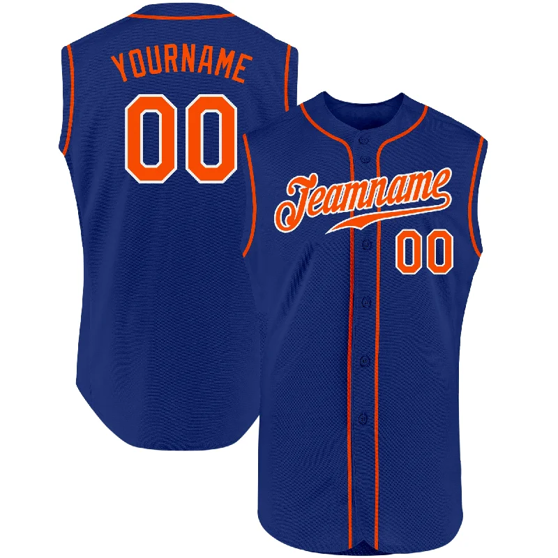 Baseball Jersey With Custom Name & Number-Custom Royal Orange-White Authentic Sleeveless Baseball Jersey