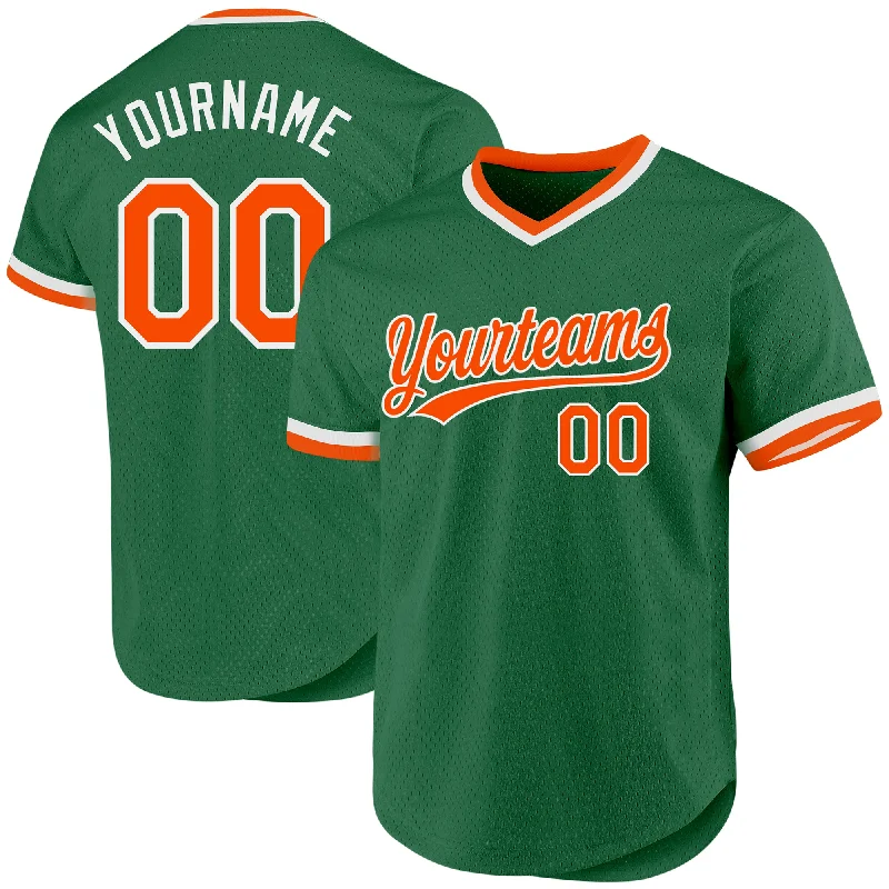 Baseball Jersey For Special Event Customization-Custom Kelly Green Orange-White Authentic Throwback Baseball Jersey