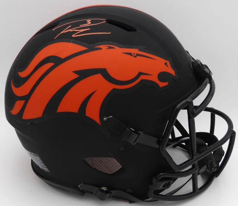 Rugby Helmet For Regional Rugby Events-Russell Wilson Autographed Black Eclipse Full Size Authentic Helmet Denver Broncos Fanatics Holo #DQ16478330