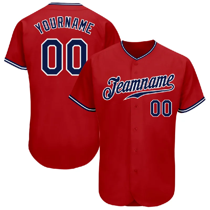 Custom Baseball Jersey For Seasonal Sales-Custom Red White-Navy Authentic Baseball Jersey