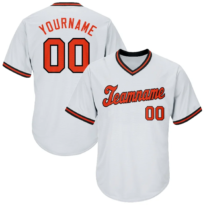 Personalized Baseball Jersey For Team Achievements-Custom White Orange-Black Authentic Throwback Rib-Knit Baseball Jersey Shirt