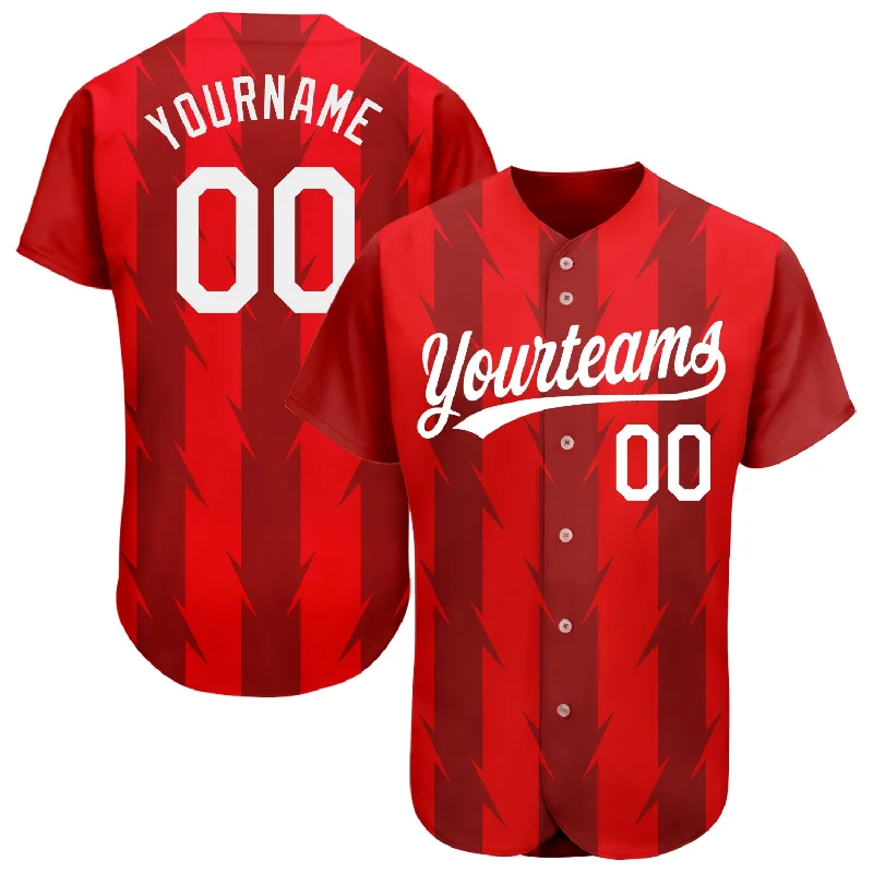 Personalized Baseball Jersey For Official Merchandise-Custom Red White 3D Pattern Design Authentic Baseball Jersey