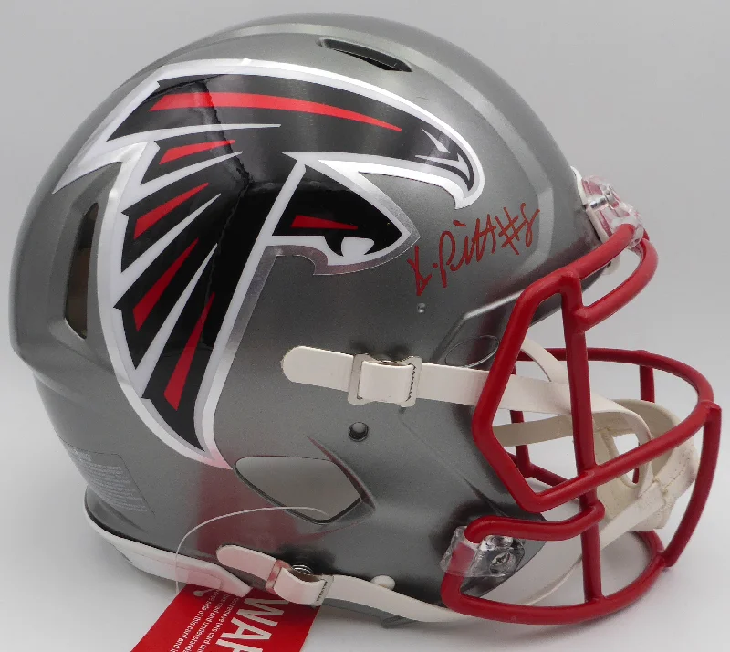 Personalized Rugby Helmet For Group Recognition-Kyle Pitts Autographed Atlanta Falcons Authentic Flash Silver Full Size Helmet Beckett BAS QR #WL25821