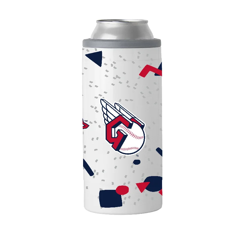 Custom Team Mug For Recognition Ceremonies-Cleveland Guardians 12oz Flashback Slim Can Coolie