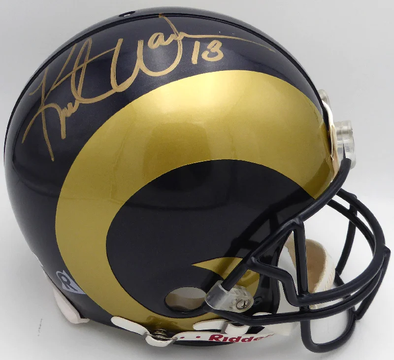 Personalized Rugby Helmet For Rugby Celebrations-Kurt Warner Autographed Full Size Authentic Helmet St. Louis Rams Beckett BAS QR #BL65380