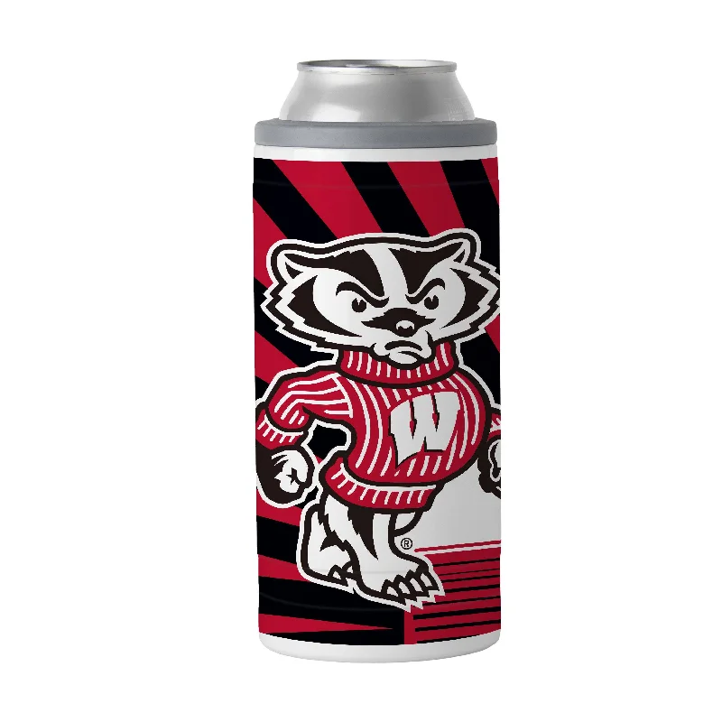 Customizable Team Mug-Wisconsin 12oz Mascot Slim Can Coolie