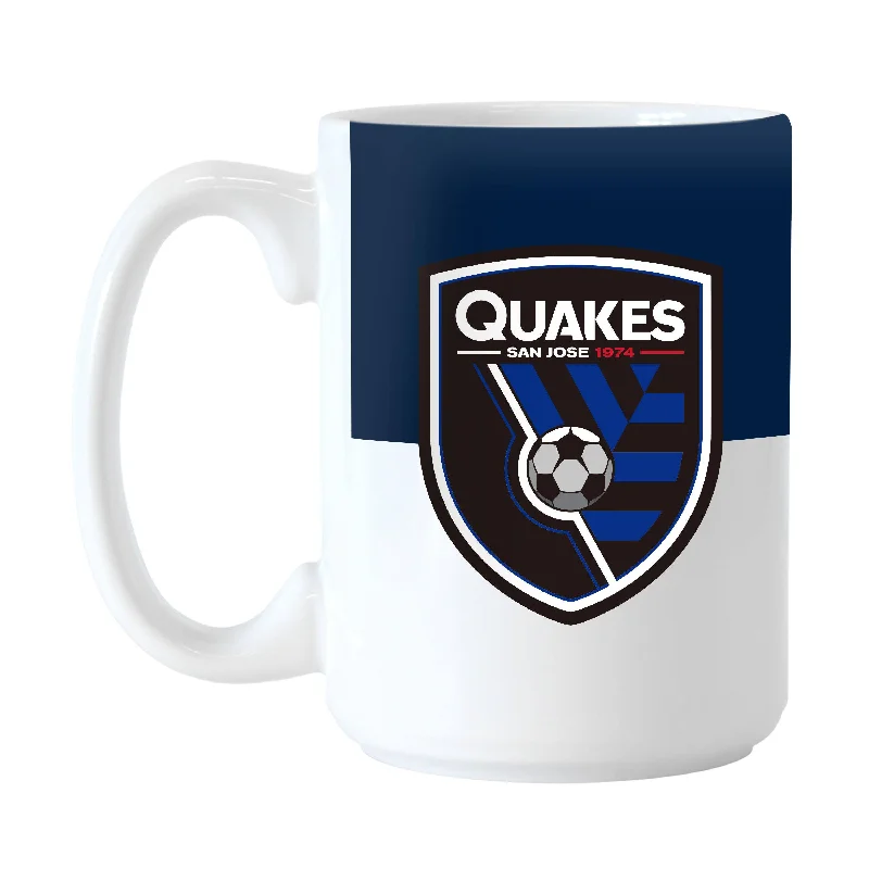 Team Mug With Custom Graphics & Colors-San Jose Earthquakes 15oz Colorblock Sublimated Mug