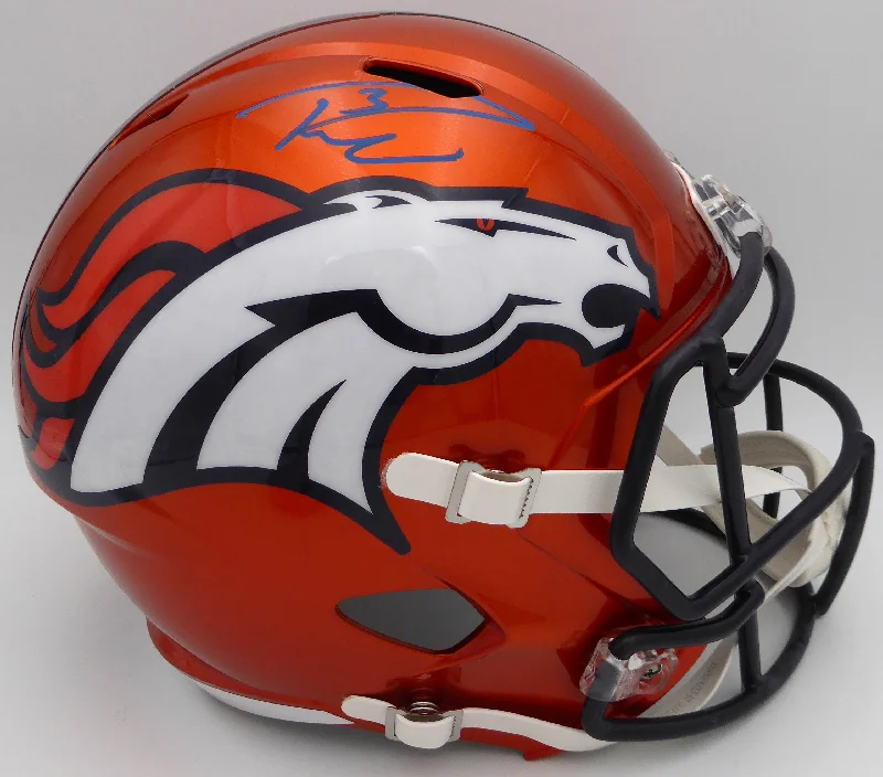 Custom Rugby Helmet For Rugby Championship-Russell Wilson Autographed Orange Flash Full Size Replica Helmet Denver Broncos Fanatics Holo #QL84418437