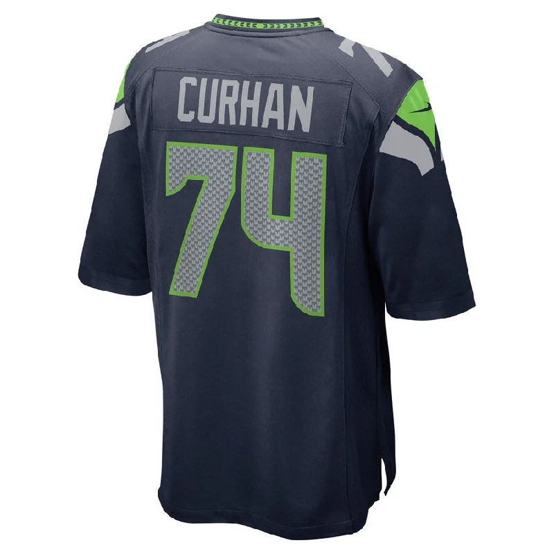 Personalized Rugby Jersey For Players-S.Seahawks #74 Jake Curhan College Navy Game Jersey Stitched American Football Jerseys