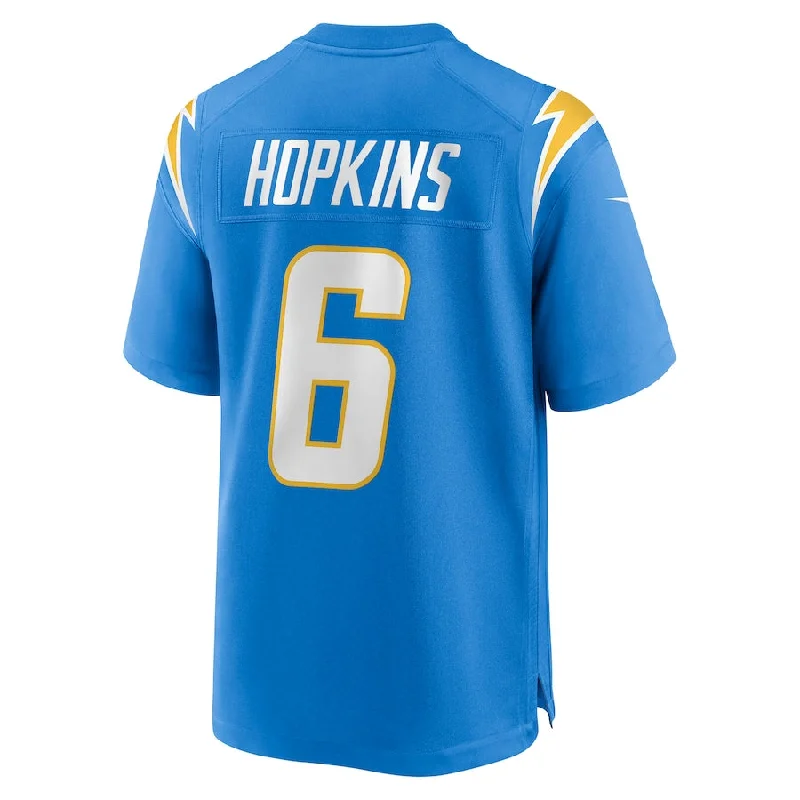 Personalized Rugby Jersey For Fundraising Projects-LA.Chargers #6 Dustin Hopkins Powder Blue Game Jersey Stitched American Football Jerseys