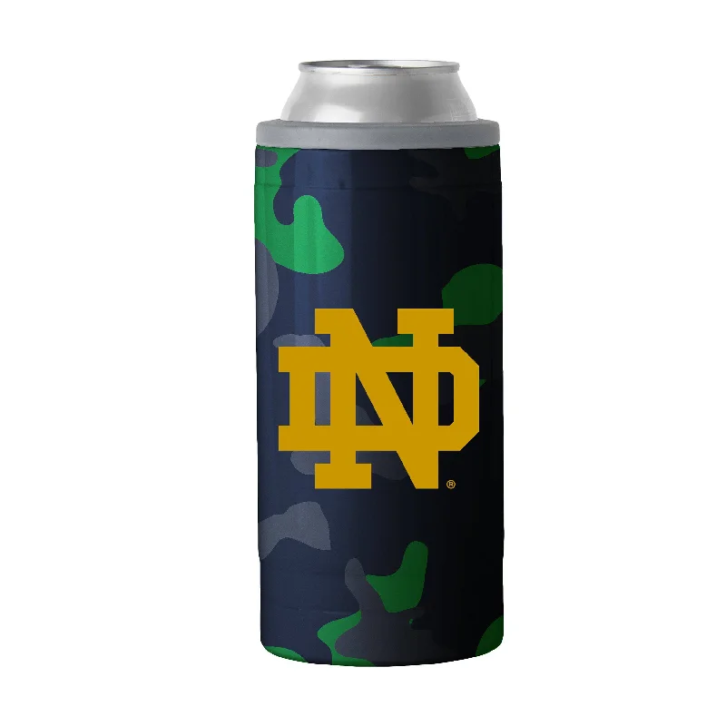 Custom Team Mug With Player Names-Notre Dame Camo Swagger 12oz Slim Can Coolie