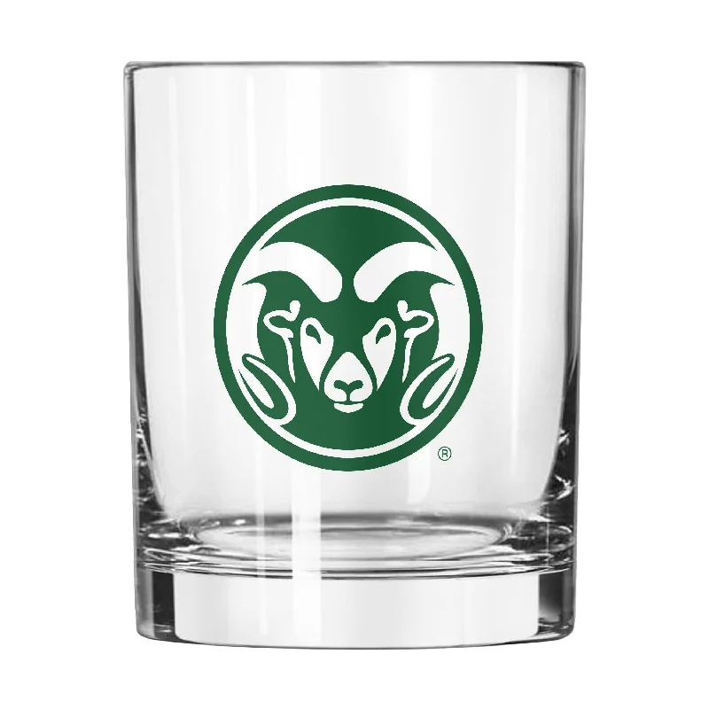 Personalized Team Mug For Sponsor Recognition-Colorado State 14oz Gameday Rocks Glass