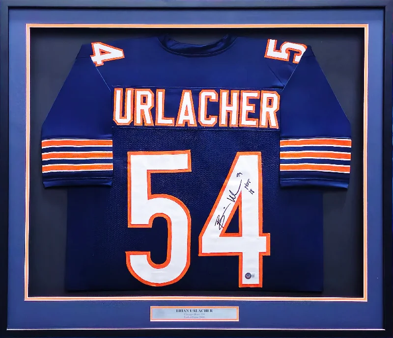 Rugby Helmet For Regional Rugby Matches-Brian Urlacher Autographed Framed Blue Jersey Chicago Bears "HOF 18" Beckett BAS QR #BH038628