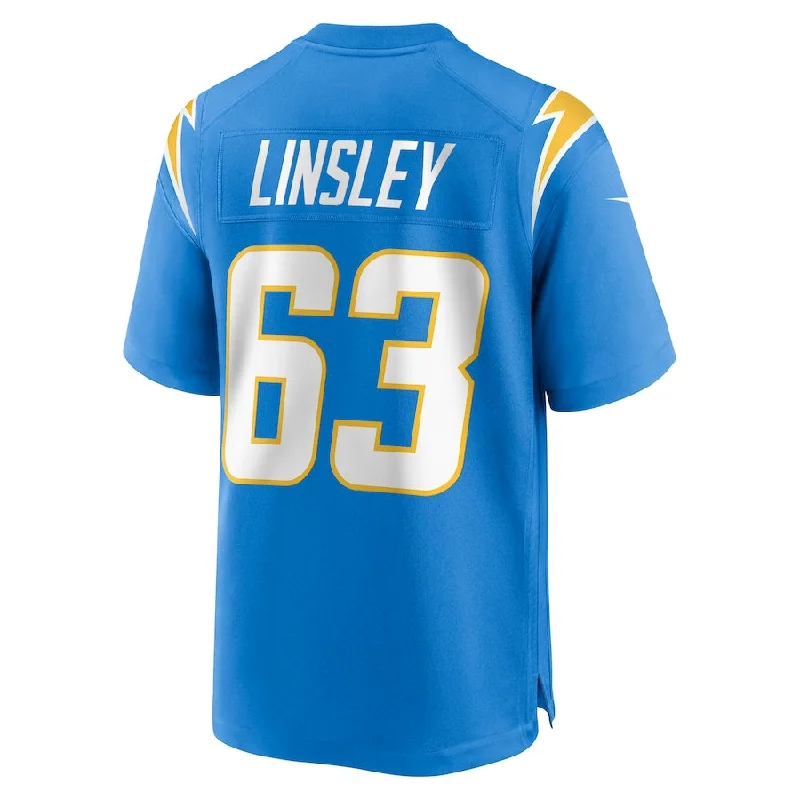 Custom Rugby Jersey For Competitive Schools-LA.Chargers #63 Corey Linsley Powder Blue Game Player Jersey Stitched American Football Jerseys