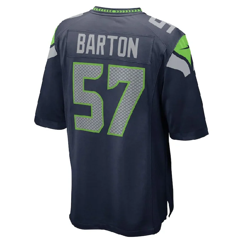 Rugby Jersey With Custom Logos & Emblems-S.Seahawks #57 Cody Barton College Navy Game Jersey Stitched American Football Jerseys