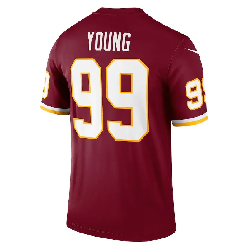 Custom Rugby Jersey For Club Recognition-W.Football Team #99 Chase Young Burgundy Legend Jersey Stitched American Football Jerseys