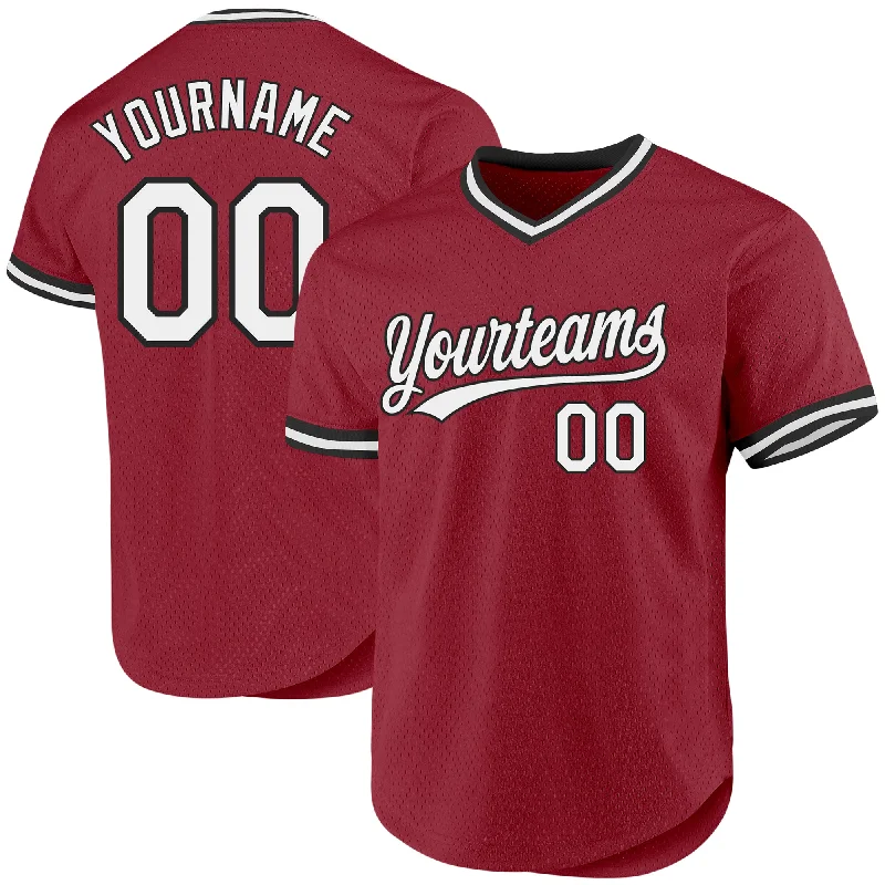 Personalized Baseball Jersey For Custom Fit-Custom Maroon White-Black Authentic Throwback Baseball Jersey