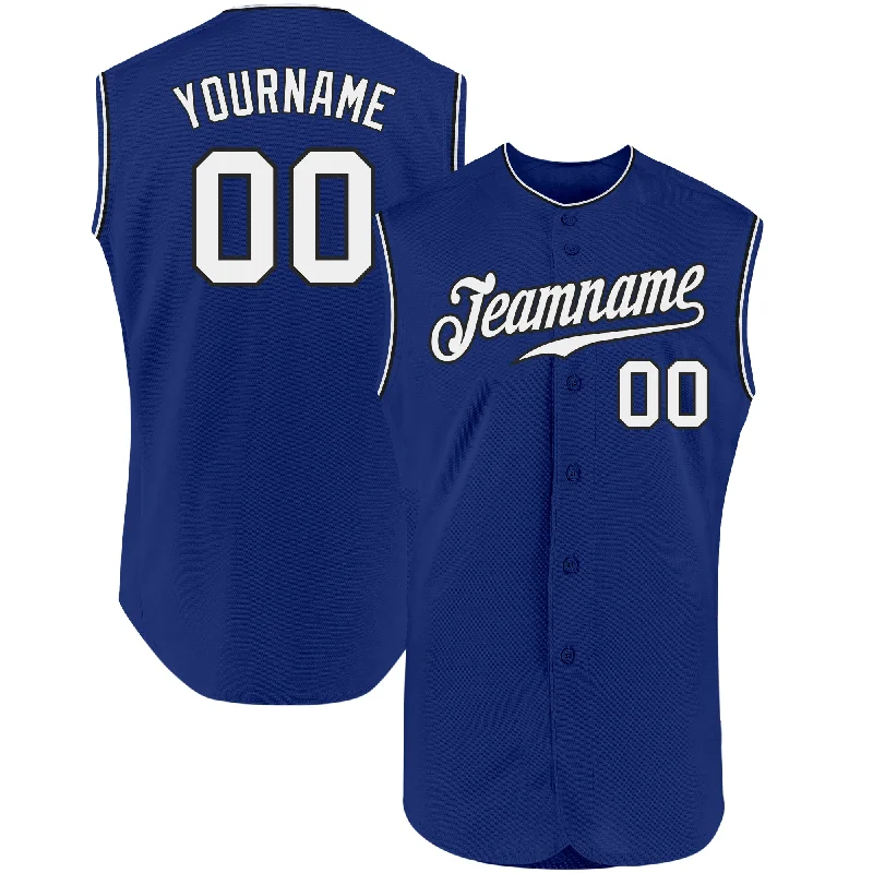 Custom Baseball Jersey For Group Orders-Custom Royal White-Black Authentic Sleeveless Baseball Jersey