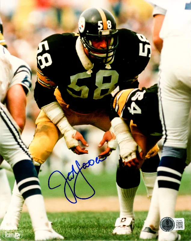 Rugby Helmet With Protective Padding-Jack Lambert Autographed 8x10 Photo Pittsburgh Steelers Beckett BAS QR