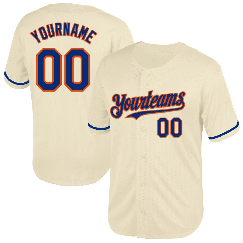 Custom Baseball Jersey For Fan Engagement-Custom Cream Royal-Orange Mesh Authentic Throwback Baseball Jersey