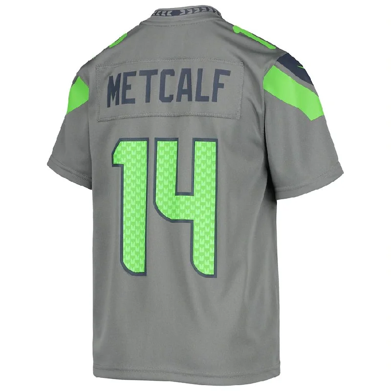 Custom Rugby Jersey For Youth Competitions-S.Seahawks #14 DK Metcalf Gray Inverted Team Game Jersey Stitched American Football Jerseys